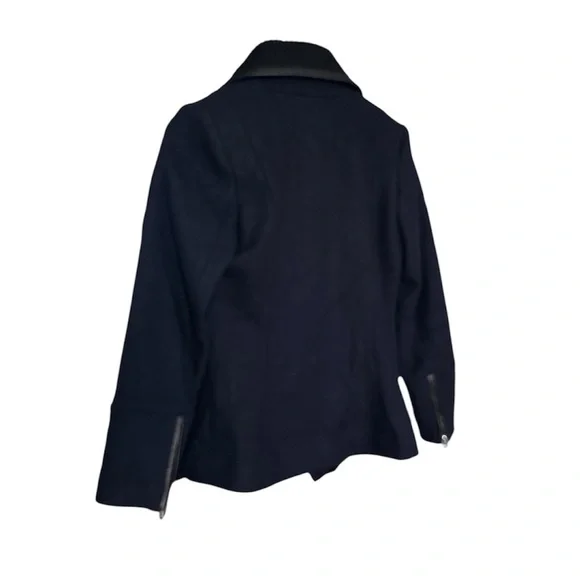 TRINA TURK Fine Lambswool Blend Jacket/Elevated Pea Coat Asymmetrical Collar, 4 - Picture 6 of 14